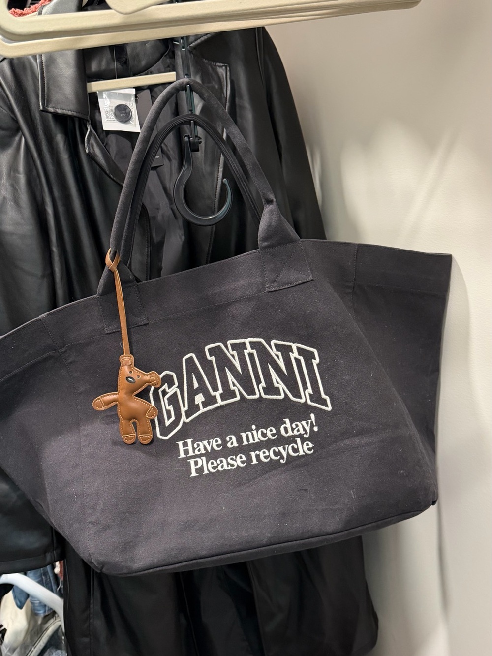 GANNI Black Canvas Tote Bag XXL